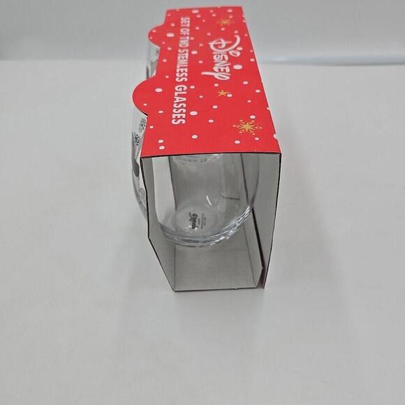 Mickey Mouse & Minnie Mouse Glasses Stemless 2 NIB Holiday Glass DISNEY - Picture 6 of 7